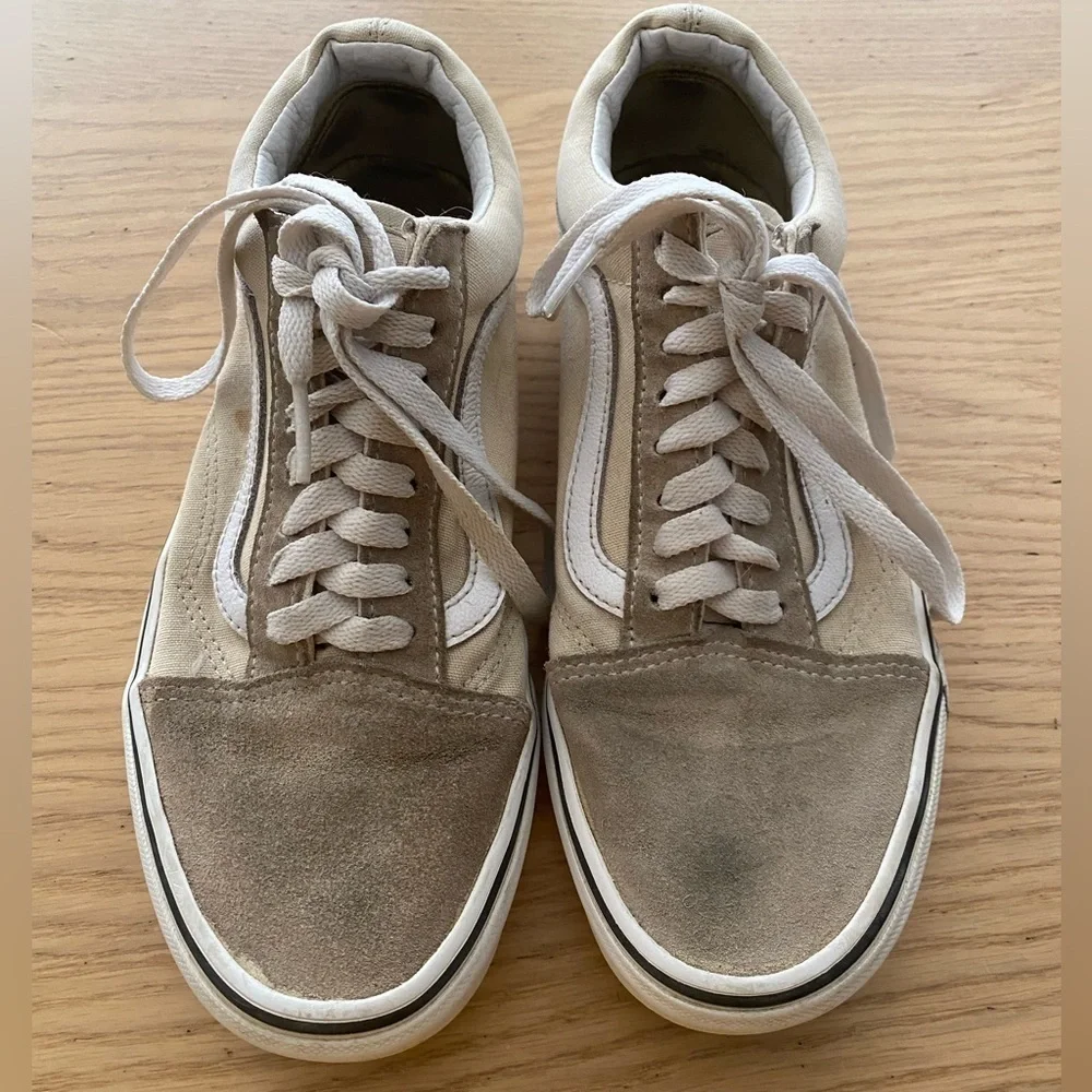 VANS Unisex Ivory White Suede Leather Skateboard Sneakers Women's 8.0